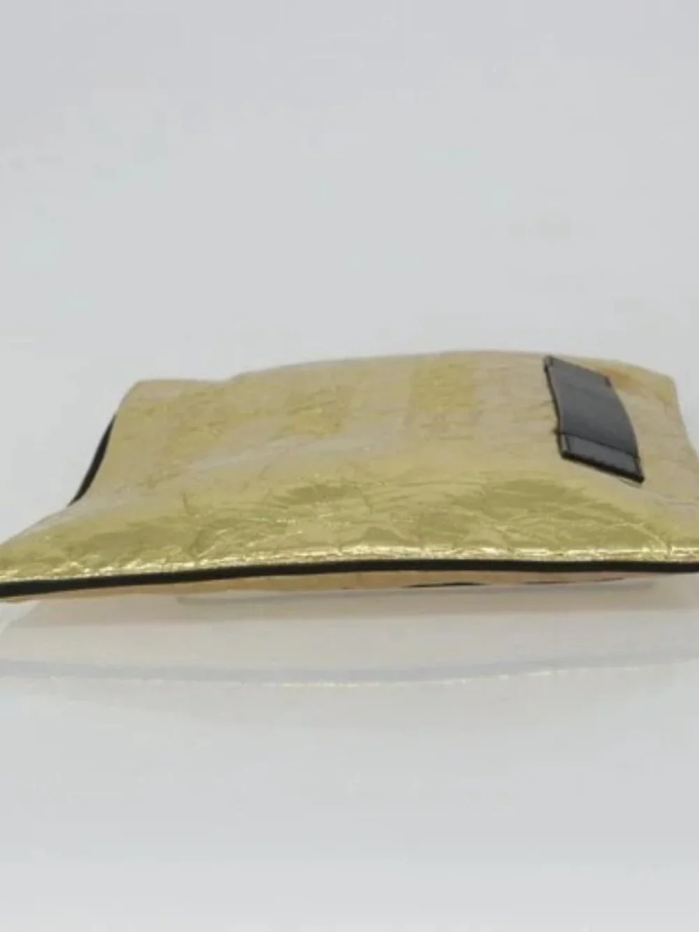 CHANEL Clutch Bag Leather Gold Tone Silver CC Auth BA13613SAM